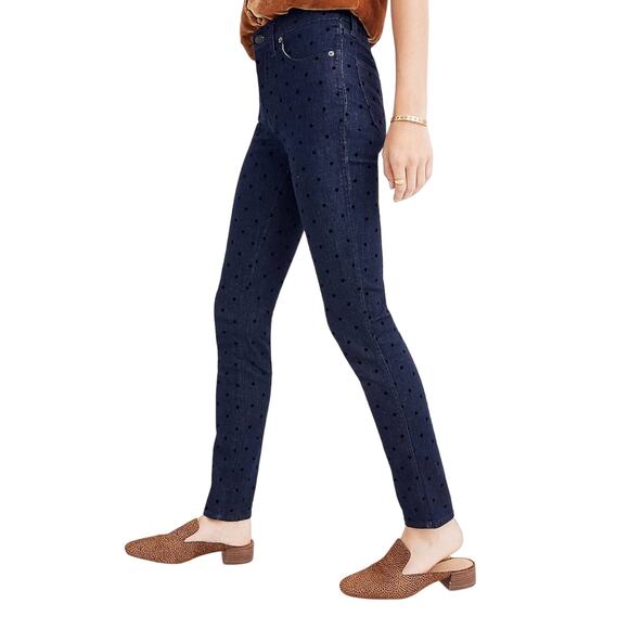 Madewell 9" Mid-Rise Skinny Jeans Flocked Dots Edition Size 28 NWOT - Picture 4 of 12